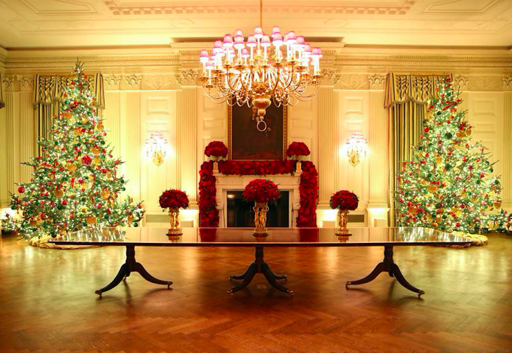 Christmas decorations at the White House on 2 Dec 2019. Credit: Xinhua/Hu Yousong