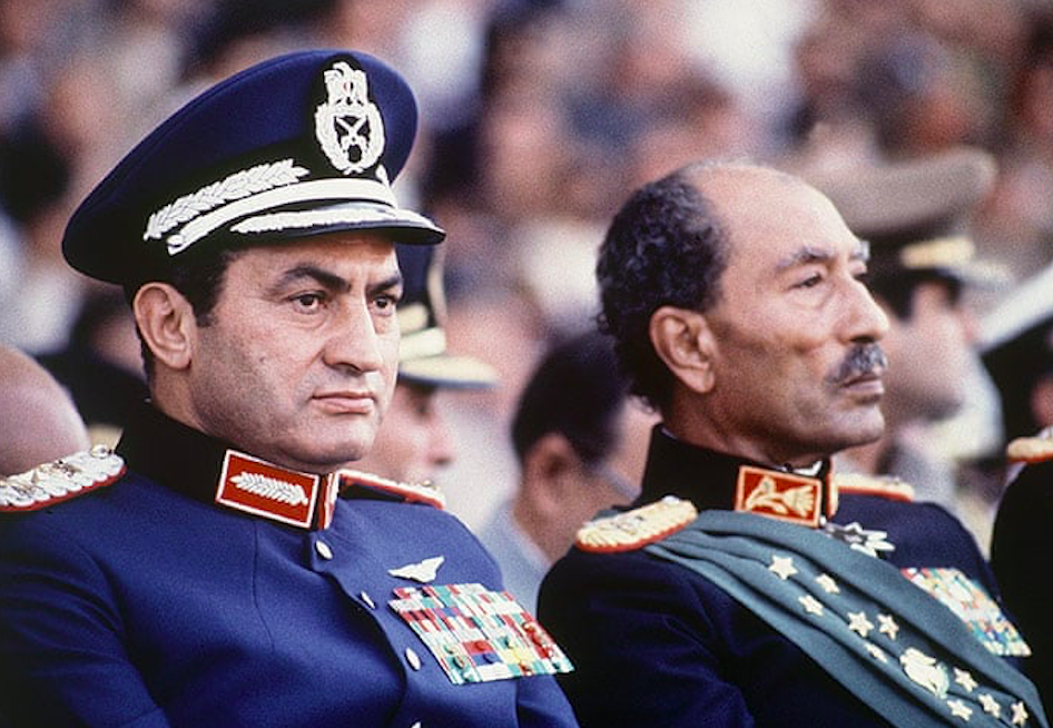 Vice president Hosni Mubarak (L) and president Anwar Sadat (R) on 6 October 1981. Credit_Bill Foley/AP