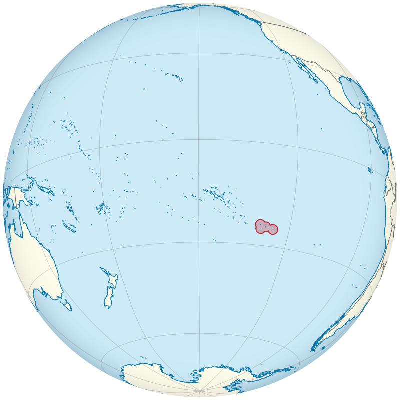 Pitcairn Islands on the Globe